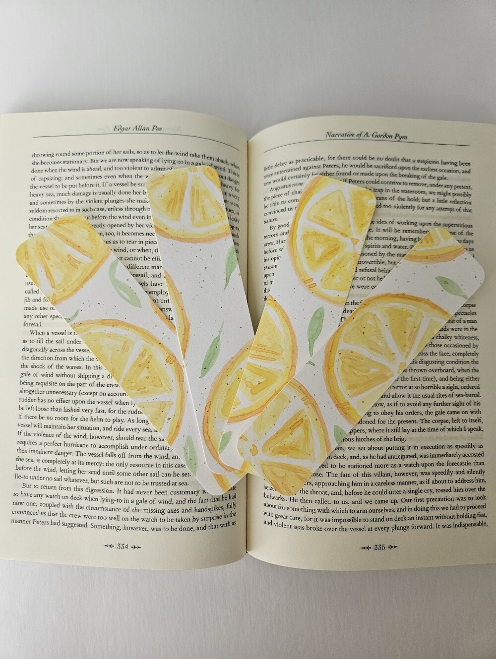 4pc Handmade Lemon Watercolor Bookmarks